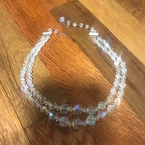 Antique Jonne Iridescent Cut Glass Bead Choker